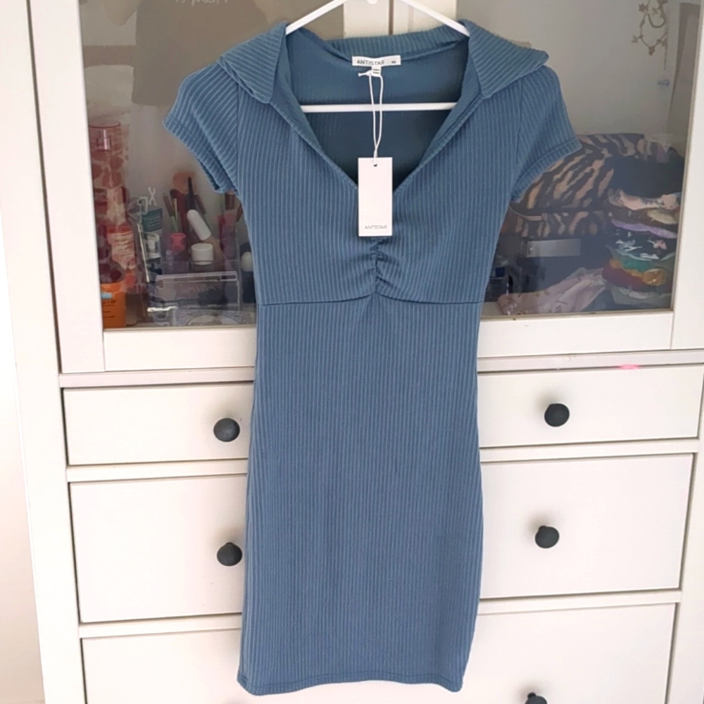 blue ribbed antistar bodycon dress!